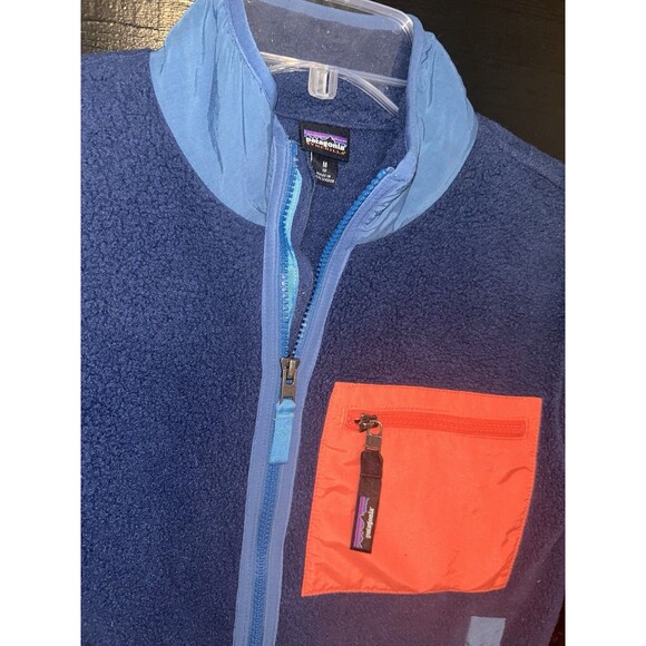 Boys Girls Patagonia Synchilla Fleece Full Zip Jacket Kid’s Sz M Navy - Picture 2 of 3